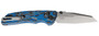 Hogue 24263 Deka  3.25" Folding Modified Wharncliffe Plain Stone Tumbled CPM 20V SS Blade, G-Mascus Blue GRN Handle