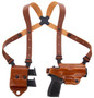 Galco MCII820 Miami Classic II Shoulder System Fits Chest Up To 56" Tan Leather Harness Fits Sig P320/M17/M18/Taurus G2/G3/G3C Right Hand