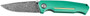 Boker 111102DAM   3.22" Drop Point Plain Damascus Blade Green Aluminum Handle