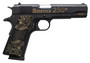 Tisas Arms 10100518US250 1911 America's 250th Full Size 45 ACP 7+1 5" Stainless Barrel, Black w/Gold Engraving Steel Serrated Slide, Black w/Gold Engraving Steel Frame w/Beavertail, Black w/Gold Accen