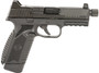 FN 66101385 545 Tactical 45 ACP 10+1 4.71" Black Target Crown/Threaded Steel Barrel, Black Optic Cut/Serrated Steel Slide & Polymer Frame w/Picatinny Rail,  Ambidextrous