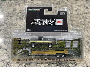 Greenlight RAW GREEN MACHINE 1982 GMC Sierra K-2500 Truck Gooseneck Trailer 1/64 Greenlight RAW GREEN MACHINE 1982 GMC Sierra K-2500 Truck Gooseneck Trailer 1/64