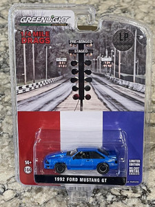 Greenlight LP Diecast Garage Exclusive 1992 Ford Mustang GT Metallic Blue 1/64