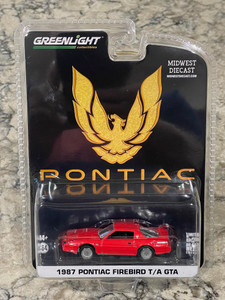 Greenlight Red 1987 Pontiac Firebird GTA 1/64 Plain Wheels Midwest Diecast Exclusive