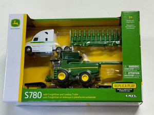 ERTL John Deere S780 Combine with Freightliner Semi - Lowboy Trailer 1/64 45656 ERTL John Deere S780 Combine with Freightliner Semi - Lowboy Trailer 1/64 45656