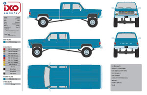 1_PREORDER IXO Midwest Diecast Exclusive 1977 Chevrolet Custom Deluxe K10 Lifted – Hawaiian Blue 1/64