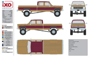 1_PREORDER IXO Midwest Diecast Exclusive  1980 GMC Sierra Classic K2500 Lifted – Deluxe Two-Tone Metallic Gold & Dark Red 1/64