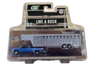 GREENLIGHT 1998 Silverado Dually Light Blue Gooseneck Trailer 1/64 51587-B