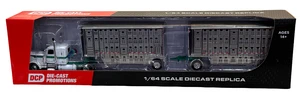 DCP White/Green Peterbilt 389 with Wilson Double Livestock Trailers 1/64 60-2433