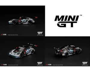 1_PREORDER  Mini GT 1:64 Porsche 911 GT3 R (992) #77 AO Racing “Skeleton Rexy” 2026 IMSA Petit Le Mans – (Glow in the Dark) – Limited Edition MGT01436-BL