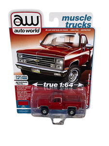Auto World 1986 Chevrolet Silverado K10 Stepside Pickup Red 1/64 AW64352