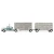 DCP White/Dark Teal Peterbilt with Wilson Double Livestock Trailers 1/64 60-2343