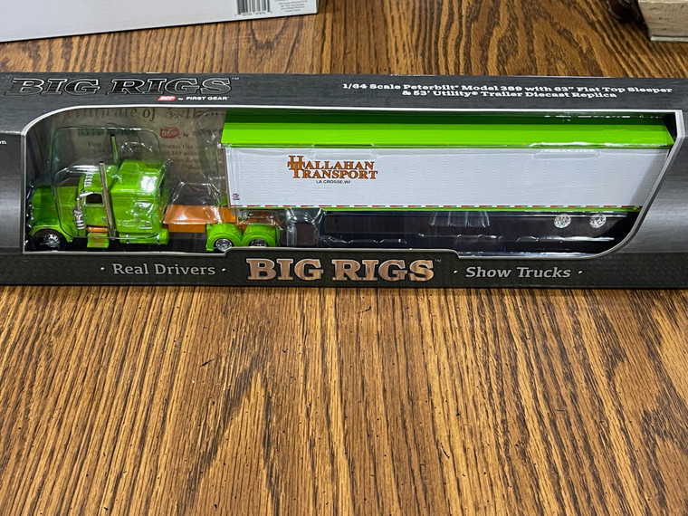 DCP Big Rigs #9 Hallahan Transport Peterbilt 389 Flat Top Sleeper Trailer 1/64 FREE SHIPPING