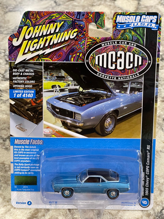 CJohnny Lightning Azure Turquoise Poly 1969 Chevy COPO Camaro RS 1/64