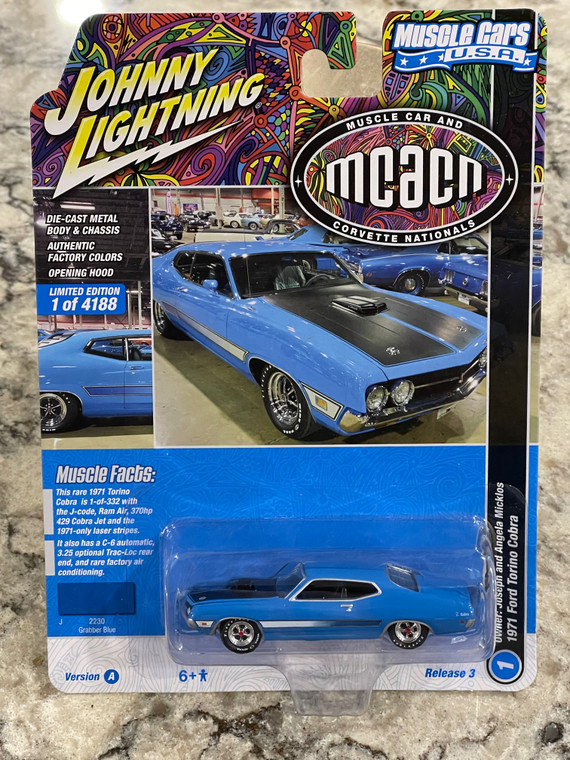 Johnny Lightning Grabber Blue 1971 Ford Torino Cobra 1/64