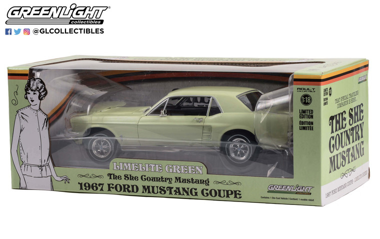 Greenlight 1967 Ford Mustang Coupe She Country Special 1/18 Limelite Green