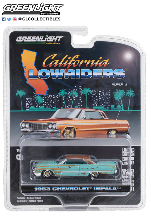 Greenlight California Lowriders Series 3 1963 Chevy Impala Teal Patina 1/64