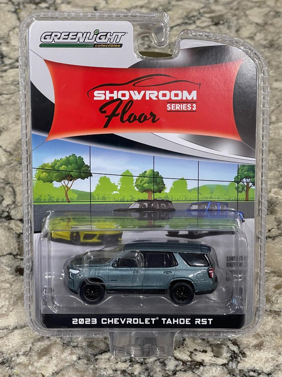 Greenlight Showroom Floor 3 2023 Chevrolet Tahoe Silver Sage Metallic 1/64