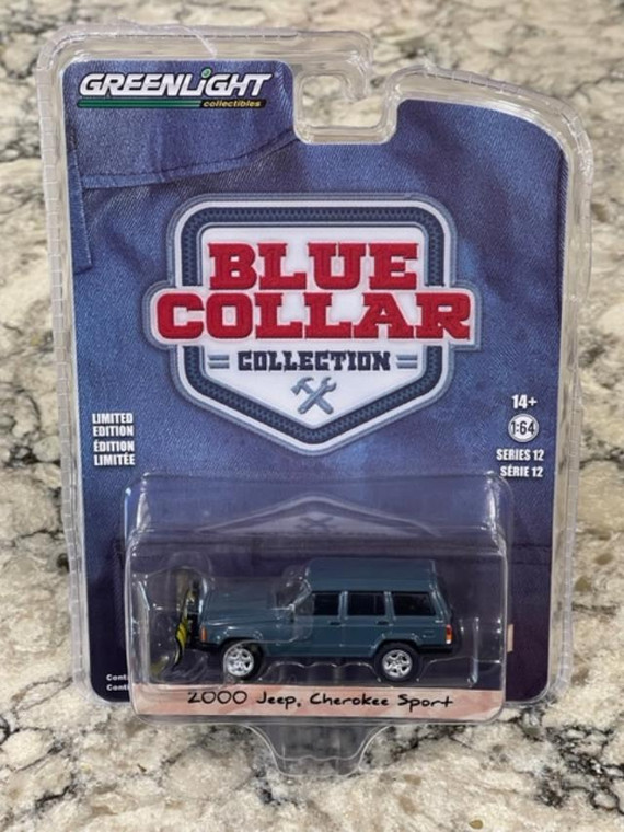 Greenlight Blue Collar Series 12 2000 Jeep Cherokee Sport with Snow Plow 1/64