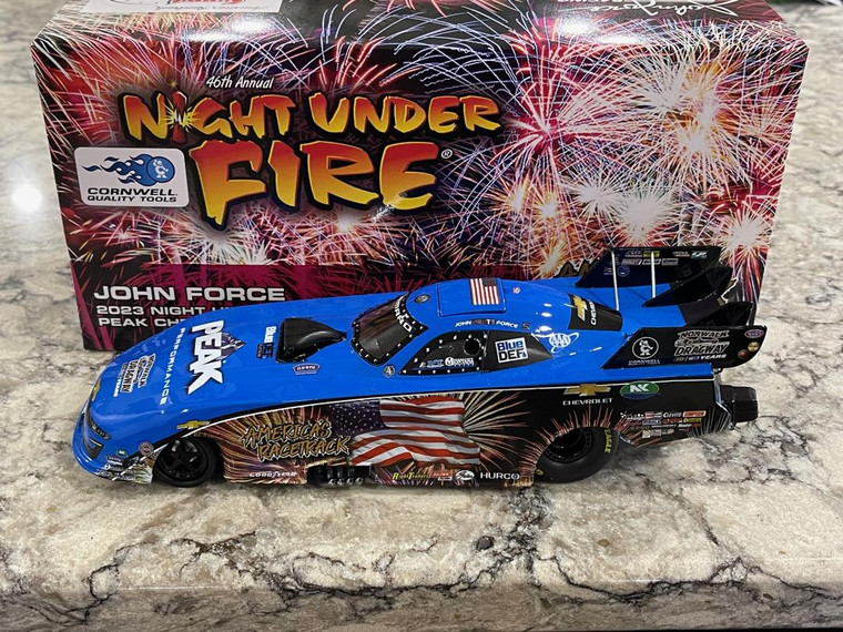 2023 Auto World John Force Norwalk Night Under Fire NHRA Funny Car 1/24 Diecast