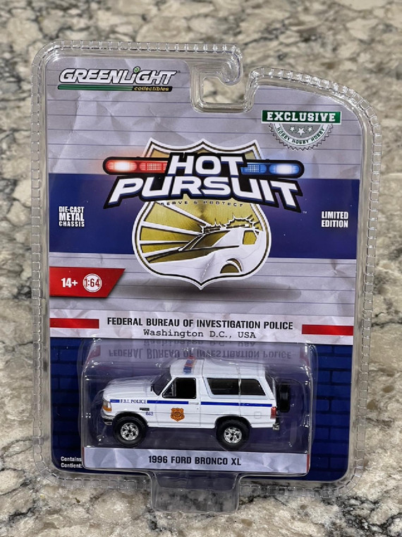 Greenlight Hot Pursuit Special Edition FBI Police 1996 Ford Bronco 1/64