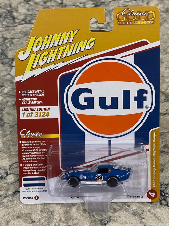 Johnny Lightning Gulf Oil 1965 Shelby Cobra Daytona Dark Blue 1/64 JLCG032 B