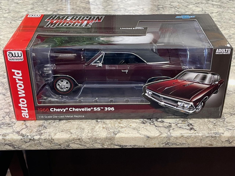 Auto World American Muscle 1966 Chevy Chevelle SS 396 Maroon 1/18 AMM1343 FREE SHIPPING
