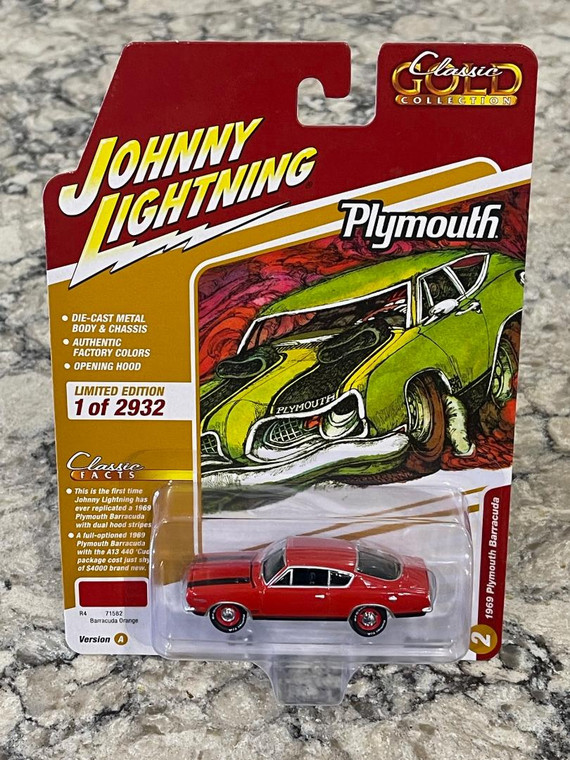 Johnny Lightning Barracuda Orange 1969 Plymouth Barracuda 1/64 JLCG032 A