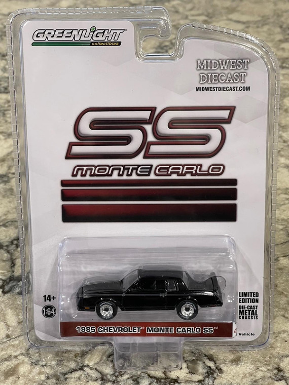 Mini Case of 12  Greenlight 1985 Chevy Monte Carlo SS Black 1/64 Midwest Diecast Exclusive