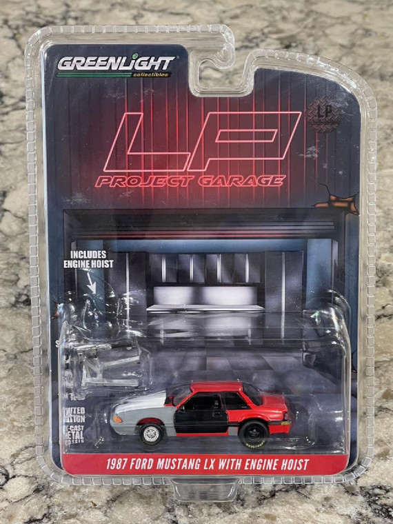 Greenlight LP Diecast Garage Exclusive Project 1987 Ford Mustang LX 1/64 Red
