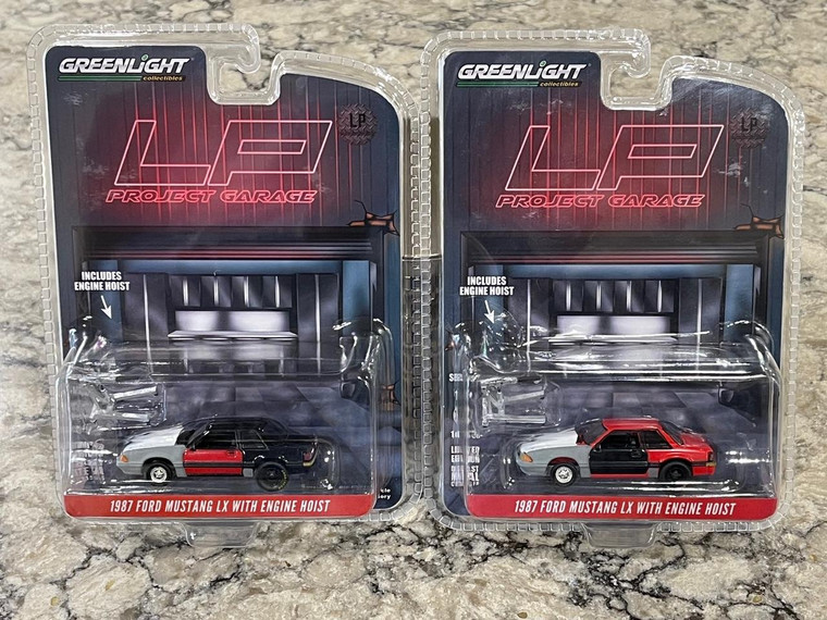 Greenlight LP Diecast Garage Exclusive Project 1987 Ford Mustang LX Set 1/64