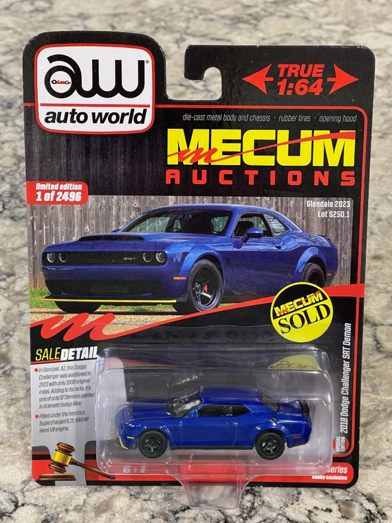 Auto World Hobby Exclusive 2018 Dodge Challenger SRT Demon Blue 1/64 AWSP161