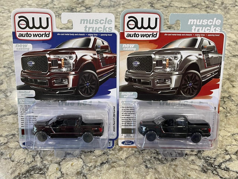 Auto World Premium Series 2020 Ford F-150 Lariat 2 Truck Set 1/64 AW64332