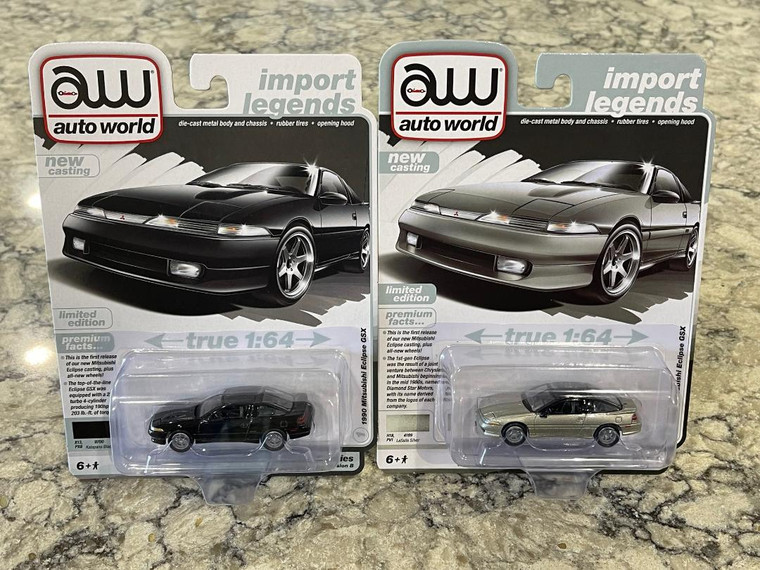 Auto World 1990 Mitsubishi Eclipse GSX 2 Car Set 1/64 AW64432