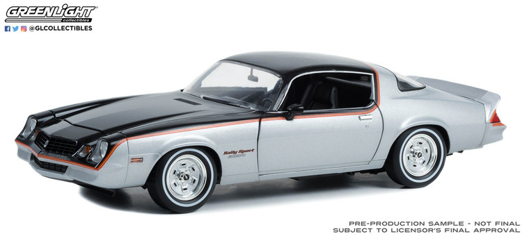 Greenlight 1979 Chevrolet Camaro Rally Sport - Silver and Black 1/18