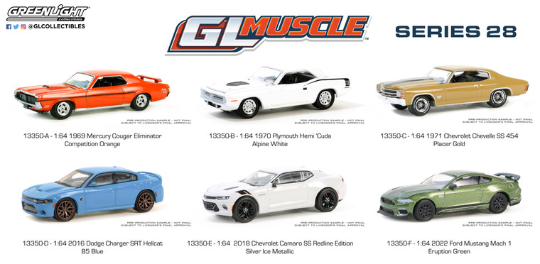 Greenlight Muscle Series 28 Complete 6 Car Set 1/64 13350