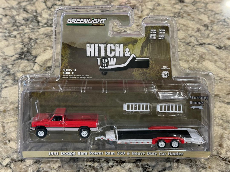 Greenlight Hitch & Tow Series 31 1991 Dodge Power Ram Heavy Duty Trailer 1/64