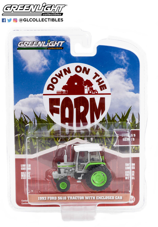 Mini Case of 6 Greenlight Down on the Farm 1992 Ford 5610 with Enclosed Cab Green and Gray 1/64