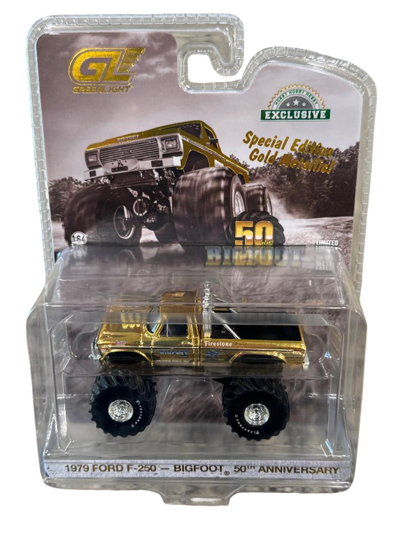 Greenlight GOLD CHROME CHASE BIGFOOT 50th Anniversary 1979 Ford F-250 1/64