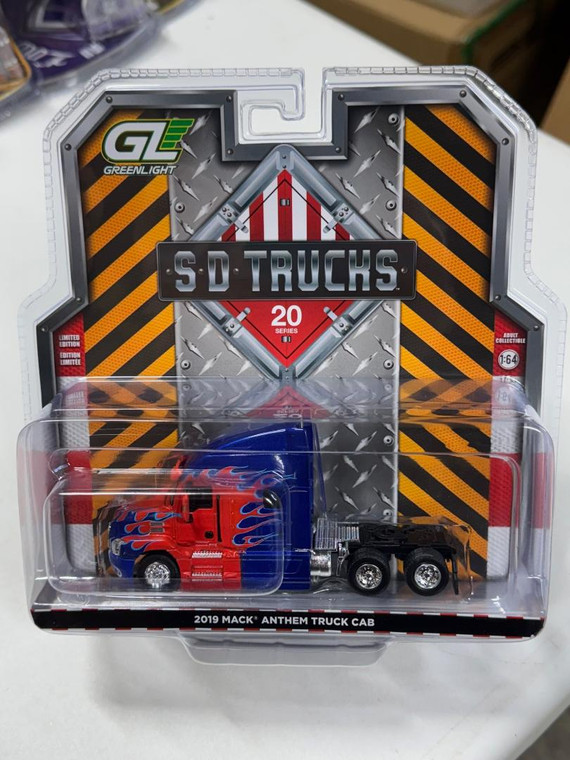 Greenlight S.D. Trucks 2019 Mack Anthem Truck Cab – Red & Blue Flames 1/64