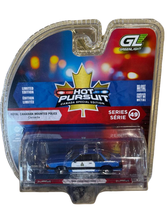 Greenlight Hot Pursuit 1991 Mustang Royal Canadian Mounted Police (RCMP) 1/64