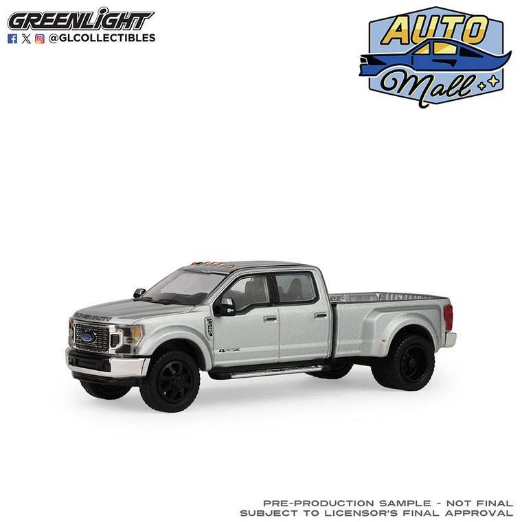1_PREORDER Greenlight Auto Mall Series 8 - 2022 Ford F-450 Super Duty - Iconic Silver (New Tooling) 1/64