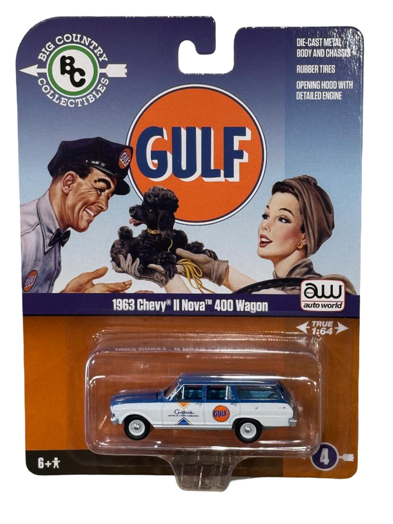Auto World Big Country Collectibles 1963 Chevy II Nova 400 Wagon GULF 1/64