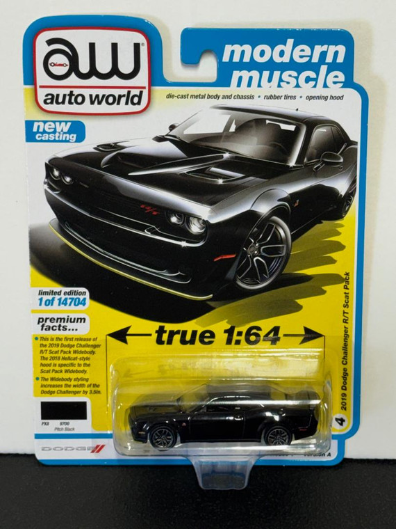 Auto World 2019 Dodge Challenger R/T Scat Pack Pitch Black 1/64