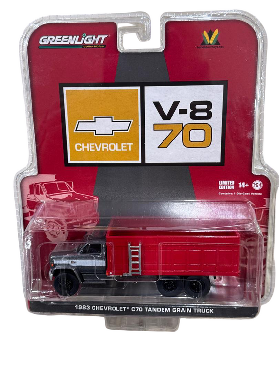 Greenlight B & B Farm Toys Exclusive 1983 Chevy Grain Truck Gray & White 1/64