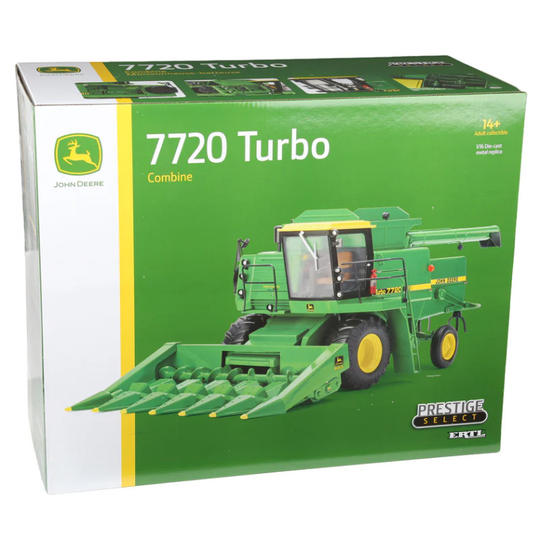 Ertl Prestige Select John Deere 7720 Turbo Combine Corn Head & Grain Head 1/16