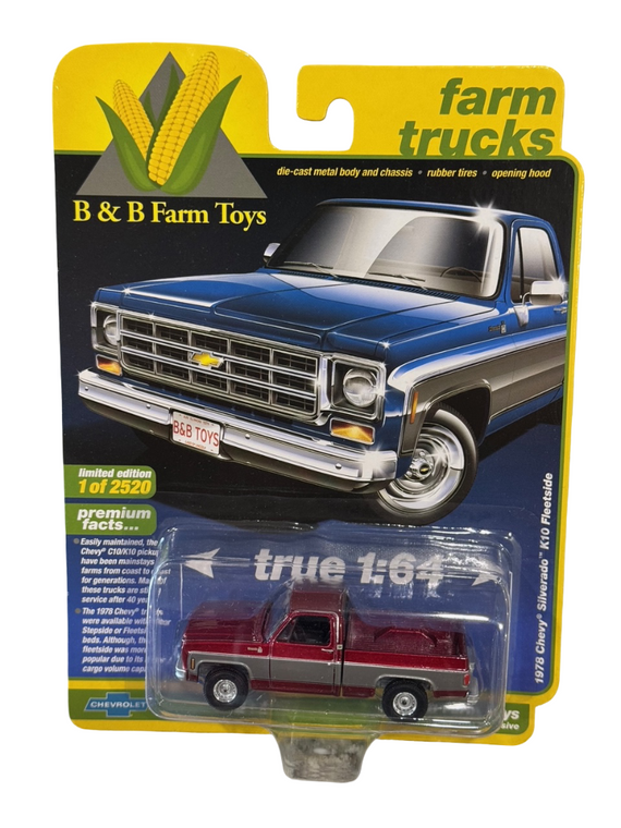 ULTRA RED CHASE Auto World B & B Farm Toys Exclusive 1978 Chevy Silverado Blue & Gray 1/64