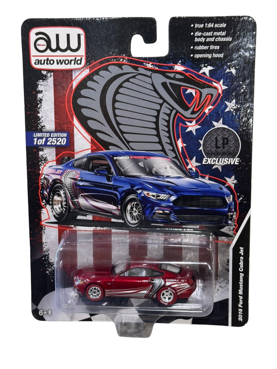 ULTRA RED CHASE  Auto World LP Diecast Garage Exclusive Blue 2016 Ford Mustang Cobra Jet 1/64