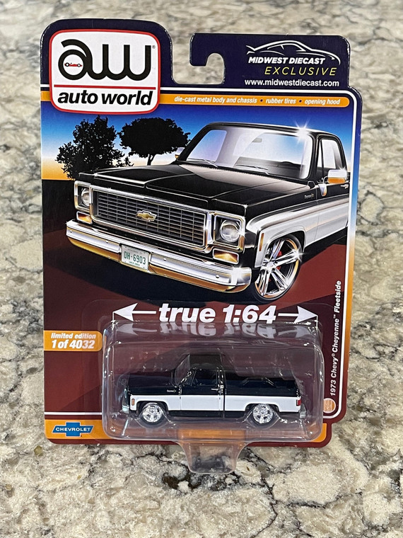 Mini Case of 12 Auto World 1973 Chevy Cheyenne Pickup Truck Black and White 1/64 1 of 4032