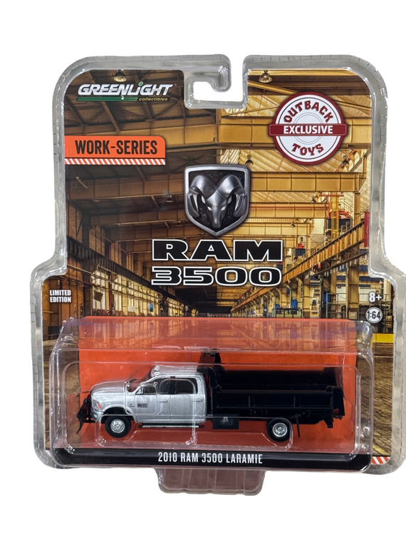 Greenlight Work-Series Outback Toys Exclusive 2018 Ram Dually Dump Bed 1/64 Silver